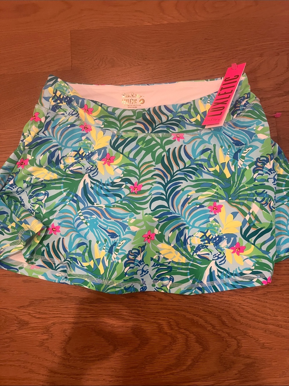Lilly Pulitzer Tropical Floral Athletic Skort in Blue, Green, Yellow